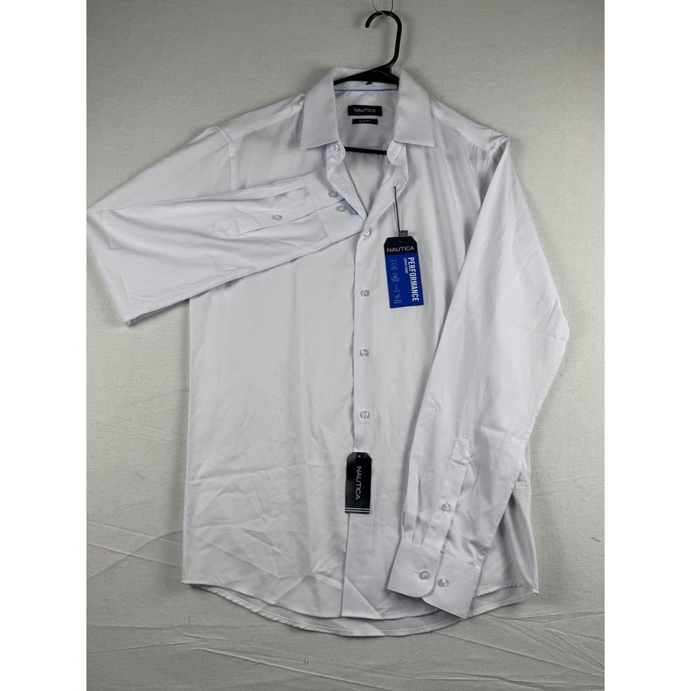 Nautica Mens Performance Super Shirt Slim Fit White 15-15.5 34/35 M TJNAUA18SL